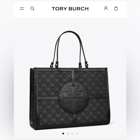 Tory Burch Black Ella T Monogram Quadrant Tote - Picture 15 of 15